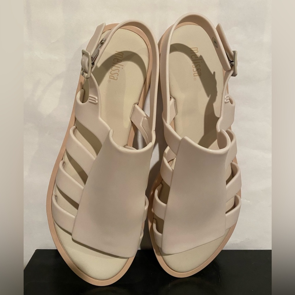 Melissa "Boemia" Gladiator jelly Sandals 10M Beige Cream Fisherman Open Toe